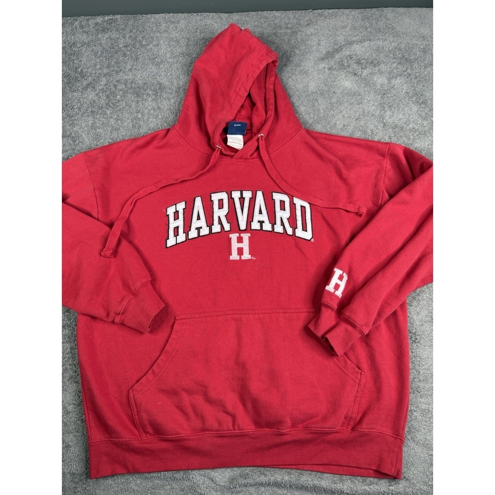 Vintage Harvard Hoodie Mens XL Maroon Sweatshirt University Student Logo Sweater